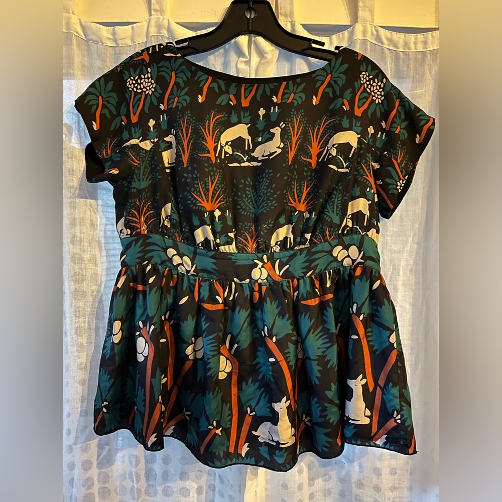 Silk Anthropologie Anna Sui woodland top size 2